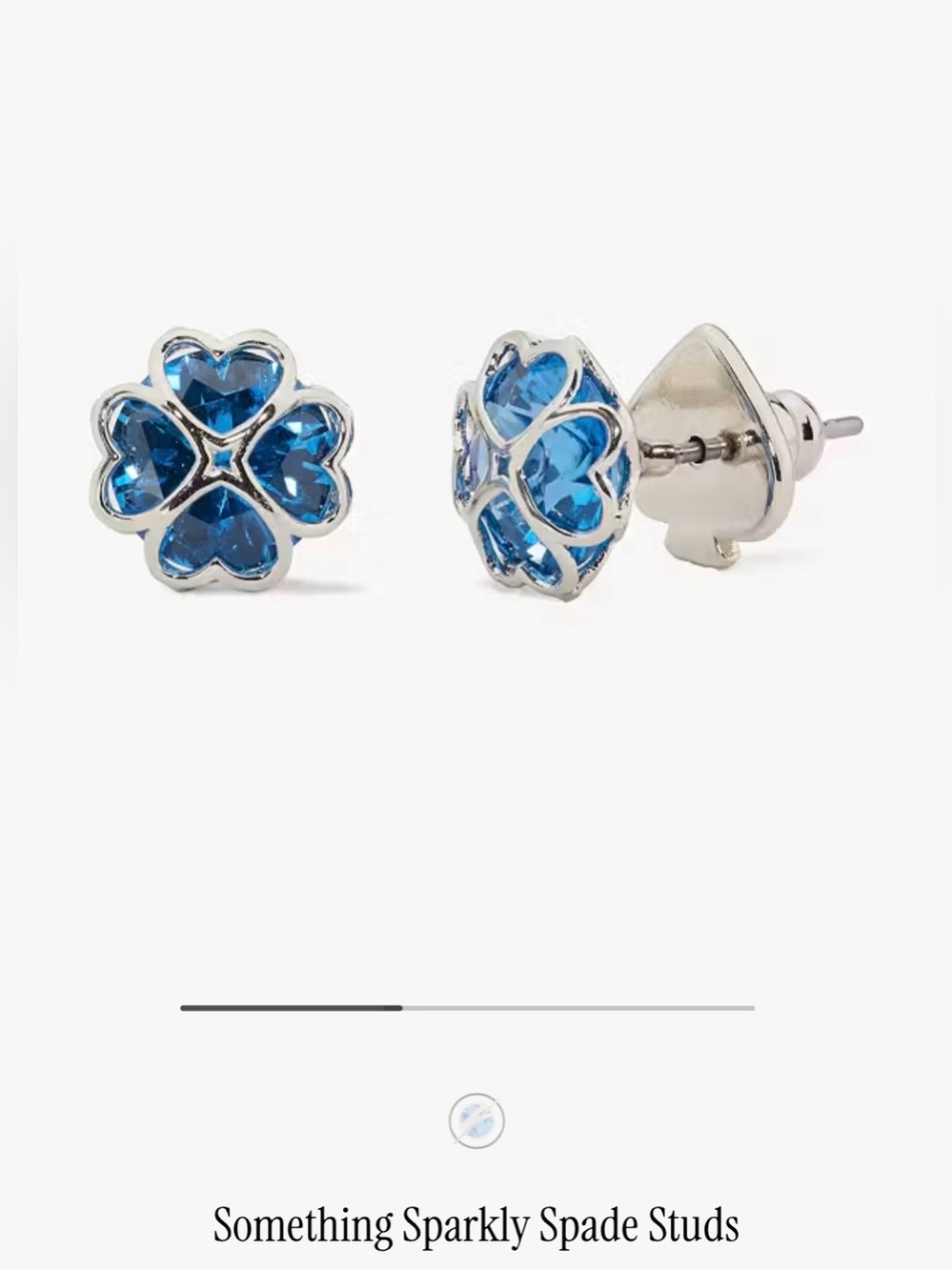 Kate Spade NY “Something Sparkly” Spade Studs Silver & Blue New - Picture 2 of 5